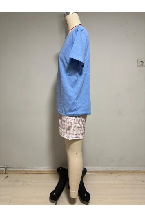 Ekose Şortlu Kısa Kol Pijama Takım
