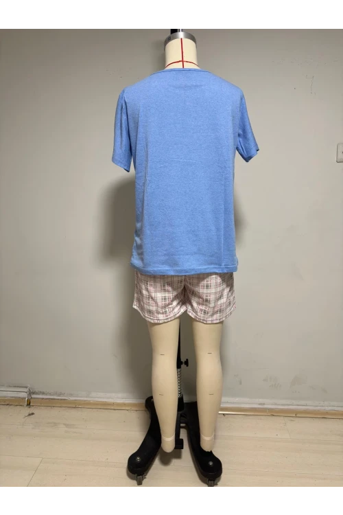 Ekose Şortlu Kısa Kol Pijama Takım