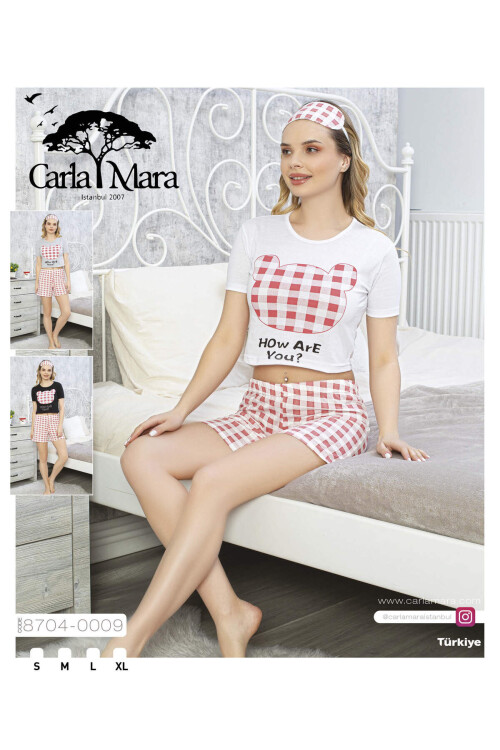 Kadın Kısa Kol Crop Şort Takım 8704 Beyaz