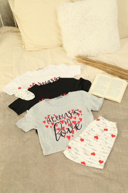 Kadın Kısa Kol Crop Şort Takım 8704 Beyaz