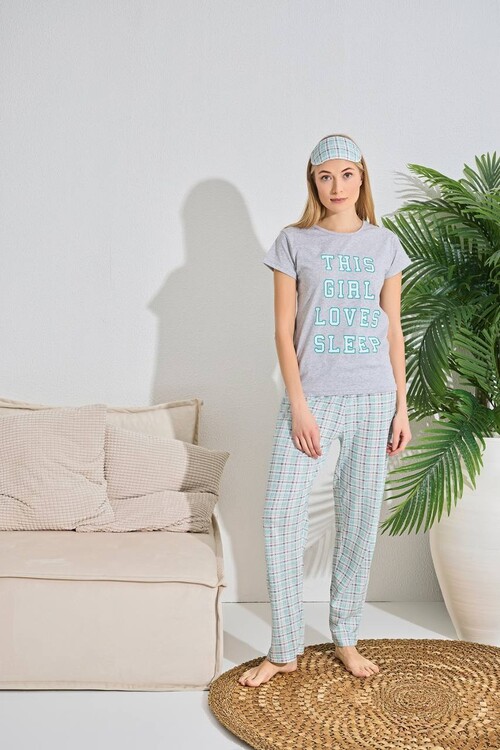 Kadın Kısa Kol Pijama Takım 3063 Gri