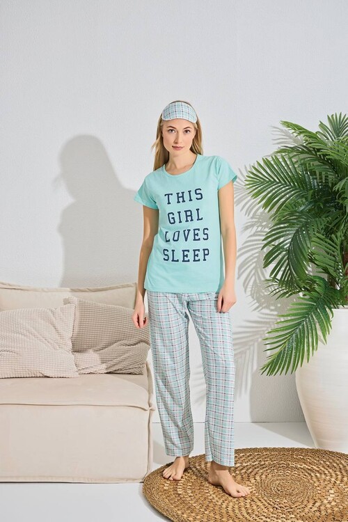 Kadın Kısa Kol Pijama Takım 3063 Mint