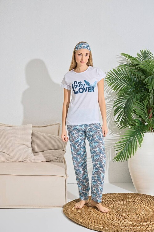 Kadın Kısa Kol Pijama Takım 3063 Beyaz