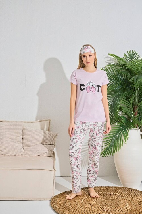 Kadın Kısa Kol Pijama Takım 3063 Lila