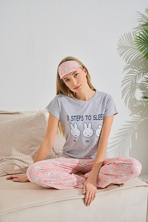 Kadın Kısa Kol Pijama Takım 3063 Gri