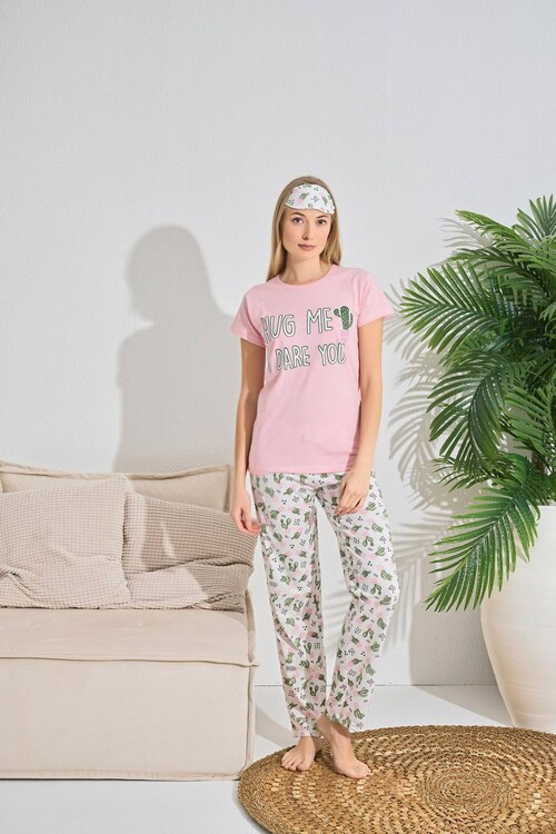 Kadın Kısa Kol Pijama Takım 3063 Pembe