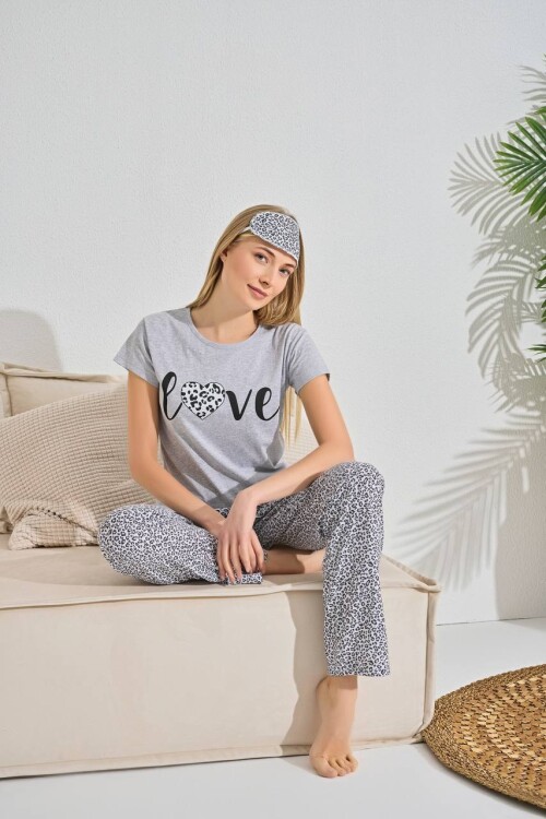 Kadın Kısa Kol Pijama Takım 3063 Gri