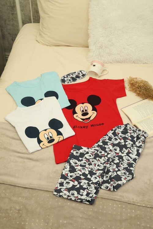 Kadın Kısa Kol Pijama Takım 3063 Kırmızı