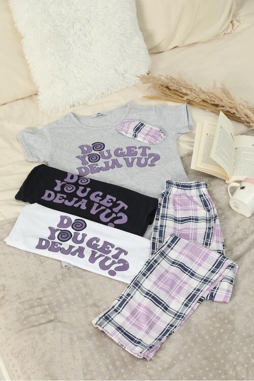 Kadın Kısa Kol Pijama Takım 3063 Gri