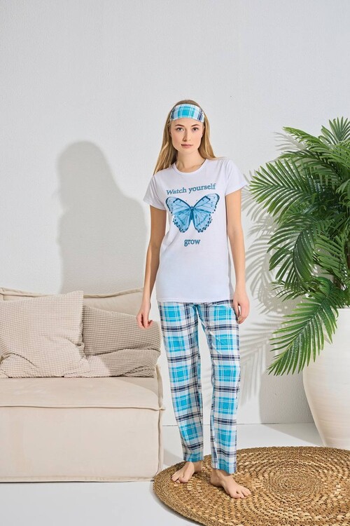 Kadın Kısa Kol Pijama Takım 3063 Beyaz