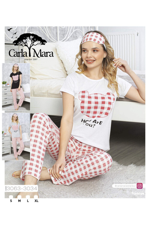 Kadın Kısa Kol Pijama Takım 3063 Beyaz