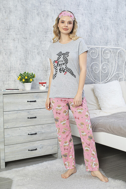 Kadın Kısa Kol Pijama Takım 3063 Gri