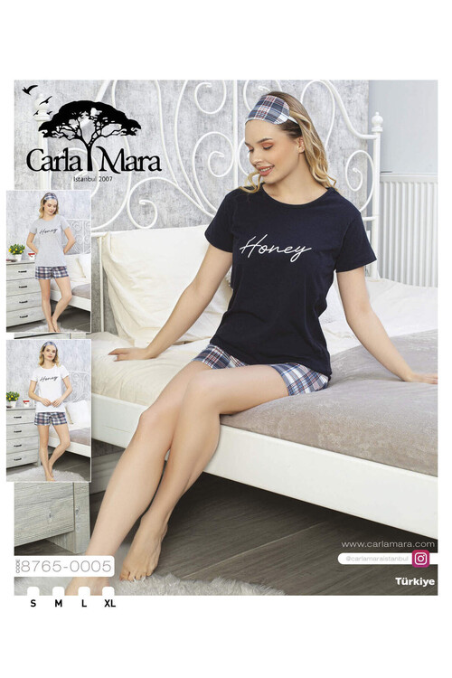 Kadın Kısa Kol Şort Takım 8765 Lacivert