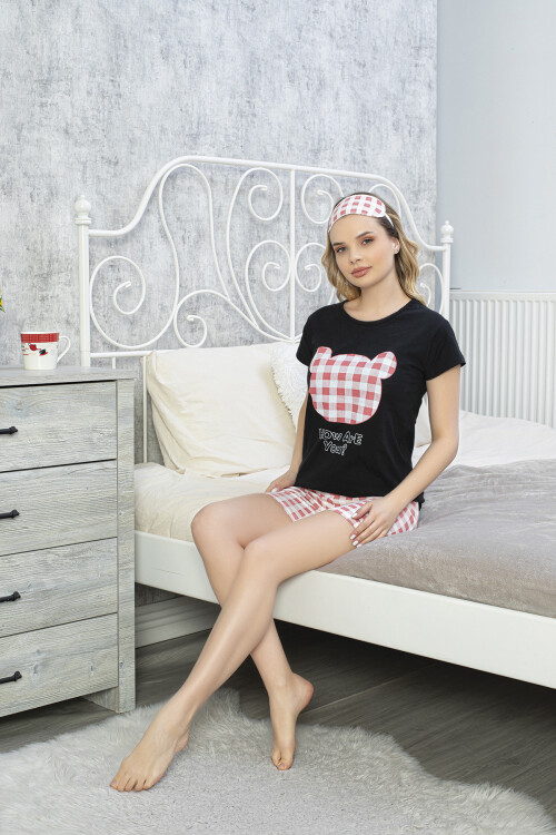 Kadın Kısa Kol Şort Takım 8765 Siyah