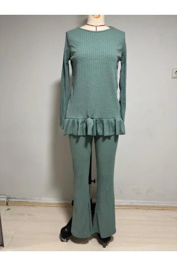 Bisiklet Yaka Etek ve Kol Detay Pijama Takım