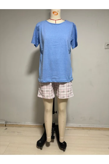 Ekose Şortlu Kısa Kol Pijama Takım