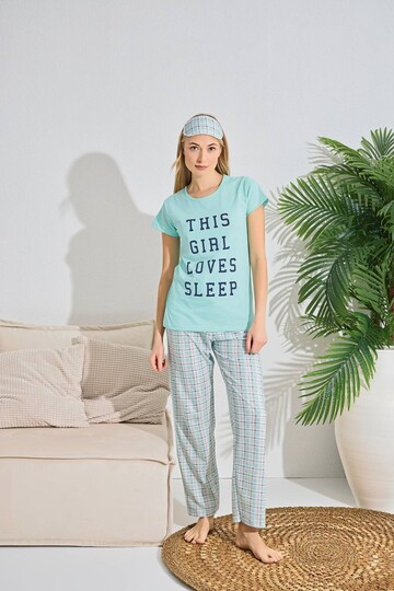 Kadın Kısa Kol Pijama Takım 3063 Mint