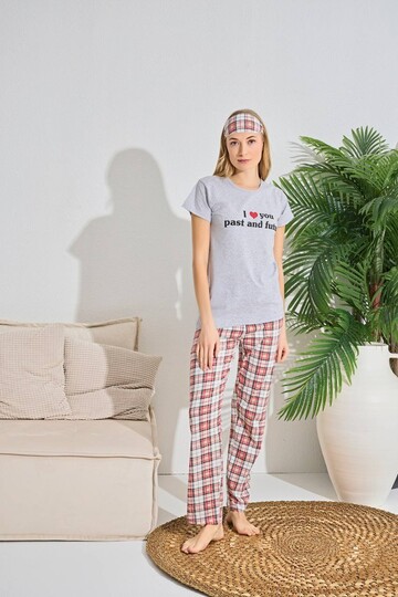 Kadın Kısa Kol Pijama Takım 3063 Gri