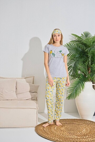 Kadın Kısa Kol Pijama Takım 3063 Gri