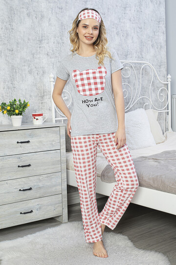 Kadın Kısa Kol Pijama Takım 3063 Gri