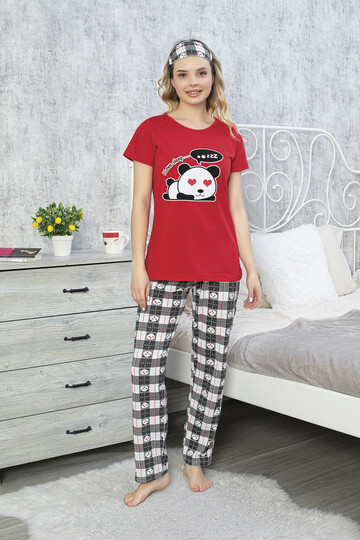 Kadın Kısa Kol Pijama Takım 3063 Kırmızı