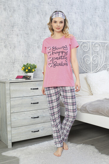 Kadın Kısa Kol Pijama Takım 3063 Pembe