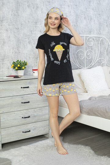 Kadın Kısa Kol Şort Takım 8765 Siyah