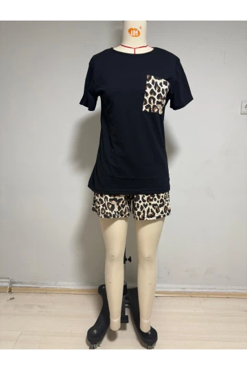Şortlu Leopar Desen Pijama Takım