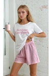 Kısa Kollu Şortlu Pijama Takımı Pembe